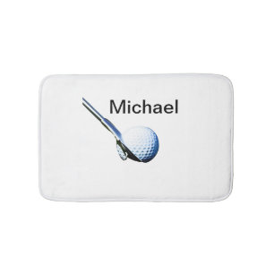 Add you name text golf ball club sports equipment  bath mat