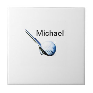 Add you name text golf ball club sports equipment ceramic tile