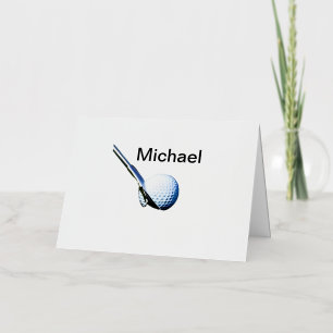 Add you name text golf ball club sports equipment foil holiday card
