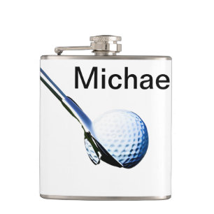 Add you name text golf ball club sports equipment  hip flask