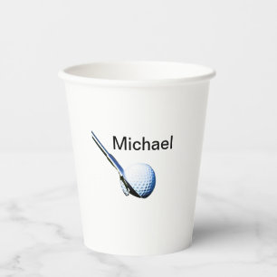 Add you name text golf ball club sports equipment paper cups