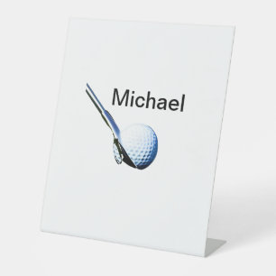 Add you name text golf ball club sports equipment pedestal sign