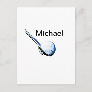 Add you name text golf ball club sports equipment postcard