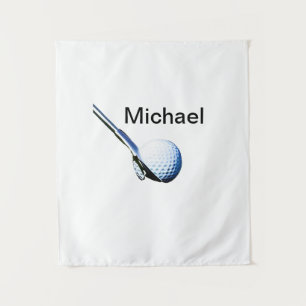 Add you name text golf ball club sports equipment tapestry