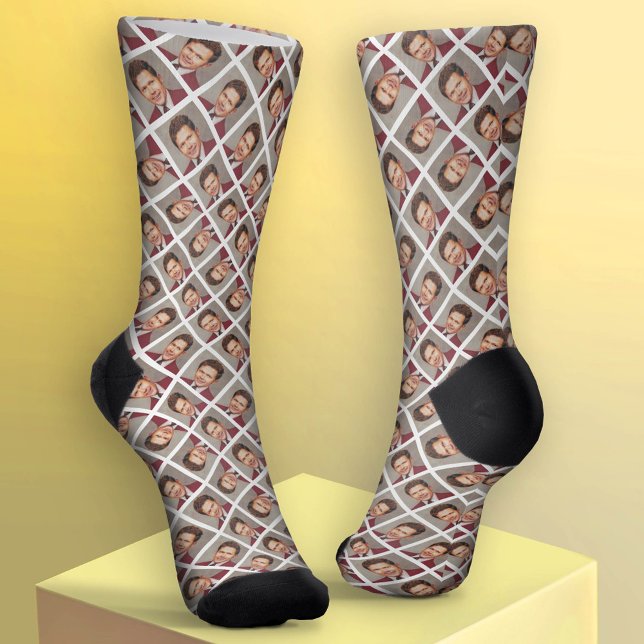 Add Your 1 Photo to Make a Pattern - White Socks (Custom Socks with Photo Collage)