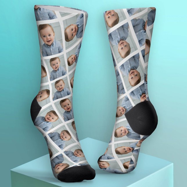 Add Your 1 Photo to Make a Pattern - White Socks (Custom Photo Socks)