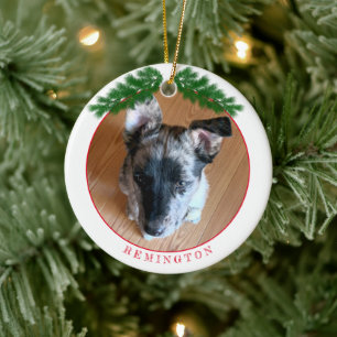 Add Your Adorable Custom Puppy Photo Double-sided Ceramic Ornament