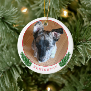 Add Your Adorable Custom Puppy Photo Double-sided Ceramic Ornament