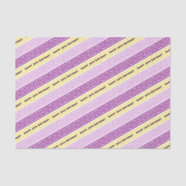 Add Your Age Happy Birthday Celtic Stripe Purple Tissue Paper (Front)