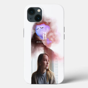 Add Your Arched Photo Ombre Watercolor Monogrammed iPhone 13 Case