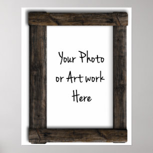 Add Your Art or Photo Old "Wooden" Frame Template Poster