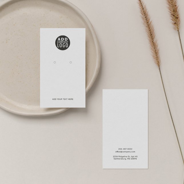 Add Your Brand Logo Custom Earring Display Card (Business Logo Modern Earrings Display Card)