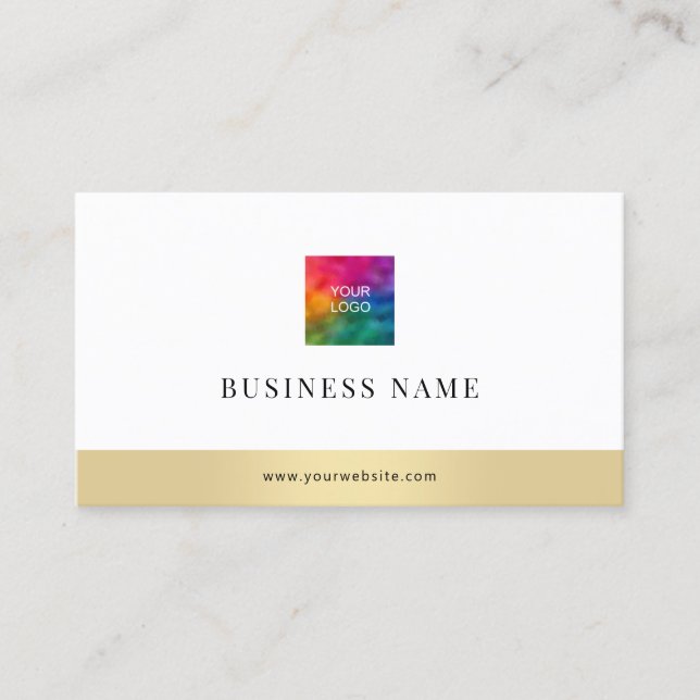 Add Your Business Company Logo Modern Elegant Gold Card (Front)
