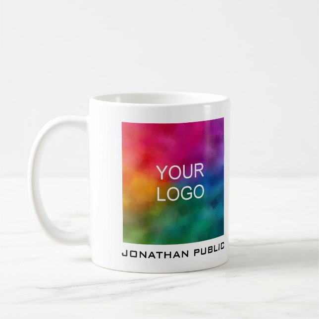 Add Your Business Company Logo Name Text Modern Coffee Mug (Left)