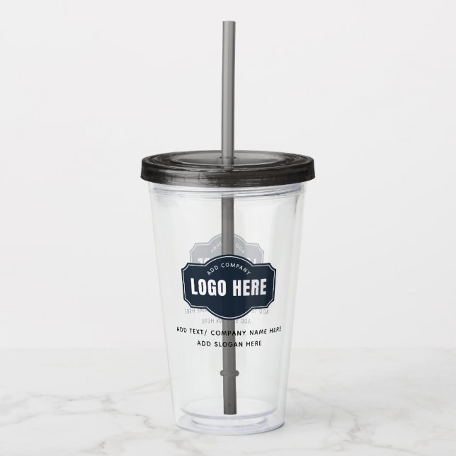 Add Your Business Corporate Logo and Slogan Acrylic Tumbler (Front)