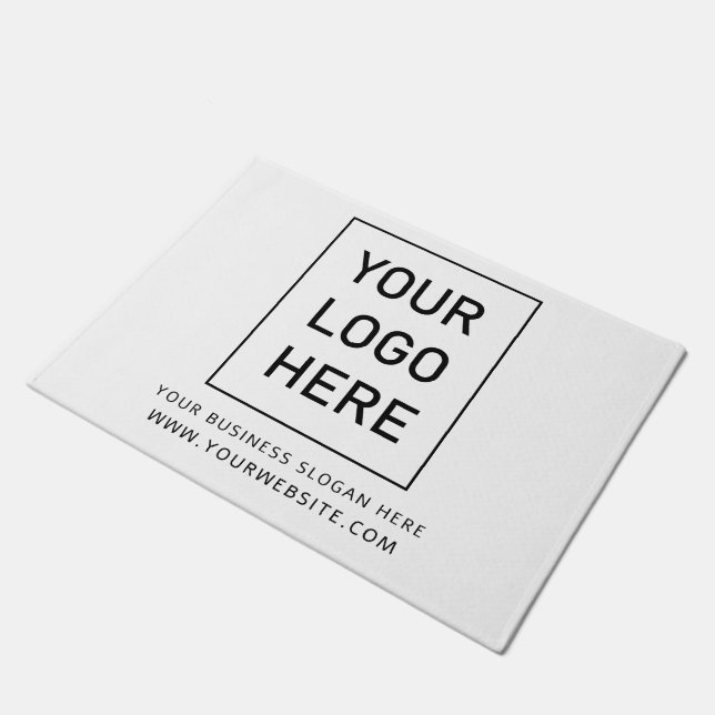 Add Your Business Logo and Text Black White   Doormat (Angled)