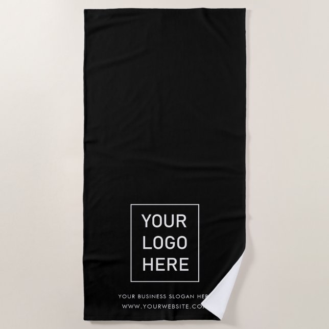Add Your Business Logo and Text Custom  Black  Beach Towel (Front)