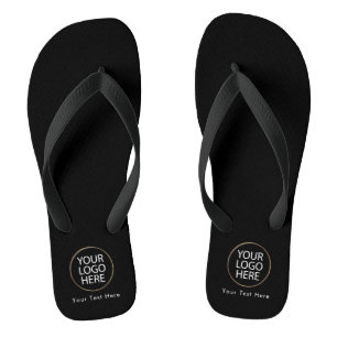 Add Your Business Logo and Text Custom Black  Thongs