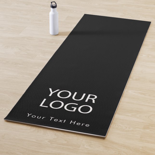 Add Your Business Logo and Text Custom Black  Yoga Mat (In Situ)