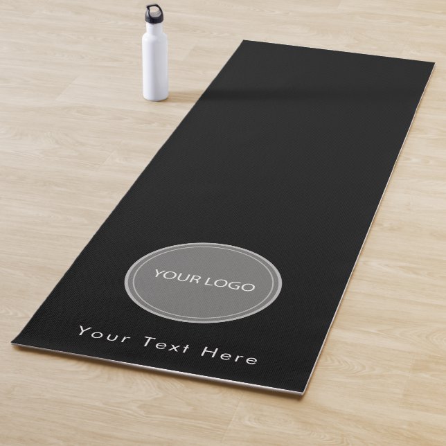 Add Your Business Logo and Text Custom Black Yoga Mat (In Situ)