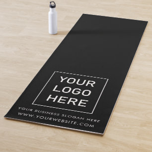 Add Your Business Logo and Text Custom Black Yoga Mat