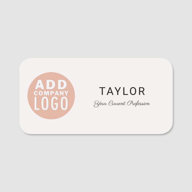 Add Your Business Logo Company Employee Name Tag (Front)
