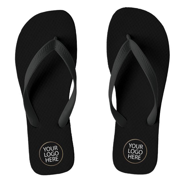 Add Your Business Logo Custom Black  Thongs (Footbed)