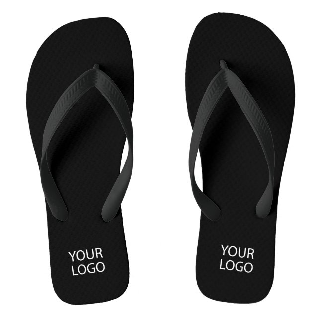 Add Your Business Logo Custom Black  Thongs (Footbed)