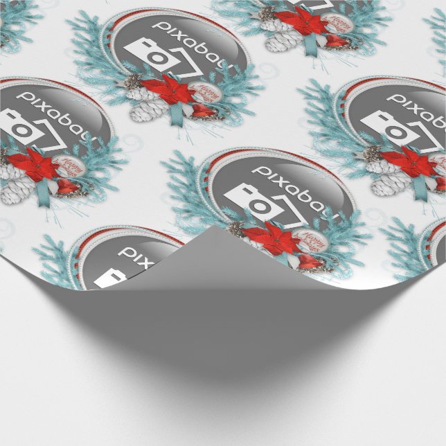 Add Your Business Logo Festive Holiday Frames Wrapping Paper (Corner)