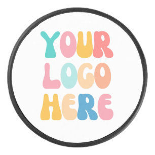 Add your business Logo Modern Minimal Simple Hockey Puck