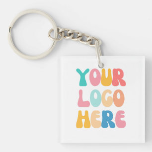 Add your business Logo Modern Minimal Simple Key Ring