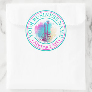 Add Your Business Logo Painter Classic Round Stick Sticker