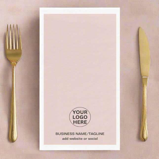 Add Your Business Logo & Text Blush Pink Napkin (Creator Uploaded)