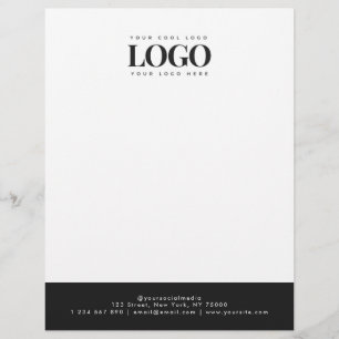 Add Your Business Logo & Text Elegant Black White Custom Letterhead