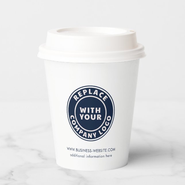 Add Your Business Logo Website Company Event Paper Cups (Front)