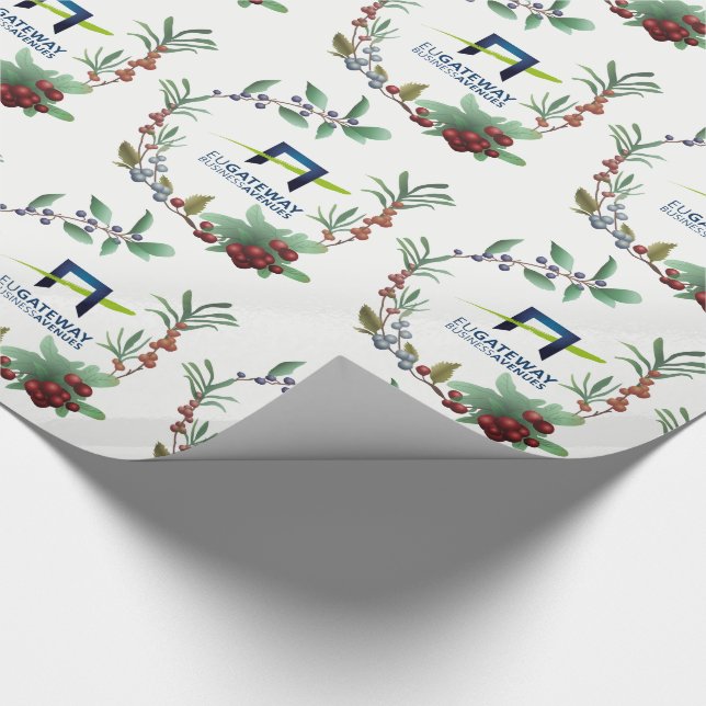 Add Your Business Logo Wreaths Holiday Wrapping Paper (Corner)