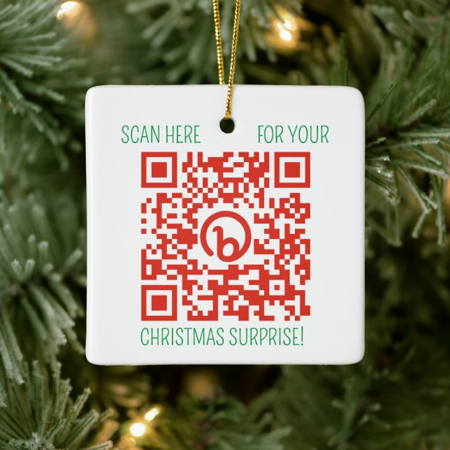 Add Your Business Promo QR Code to a Christmas Ceramic Ornament (Tree)