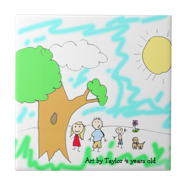 Add Your Child's Artwork to this  Ceramic Tile (Front)