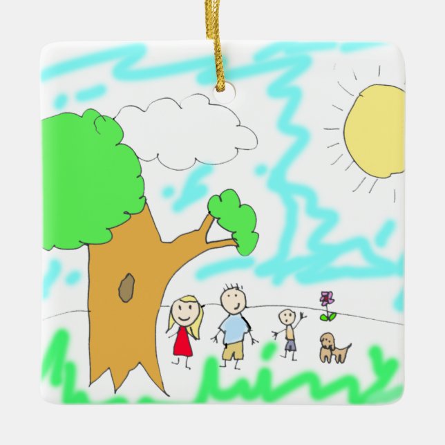 Add your Child's Artwork to this Christmas Ceramic Ornament (Front)