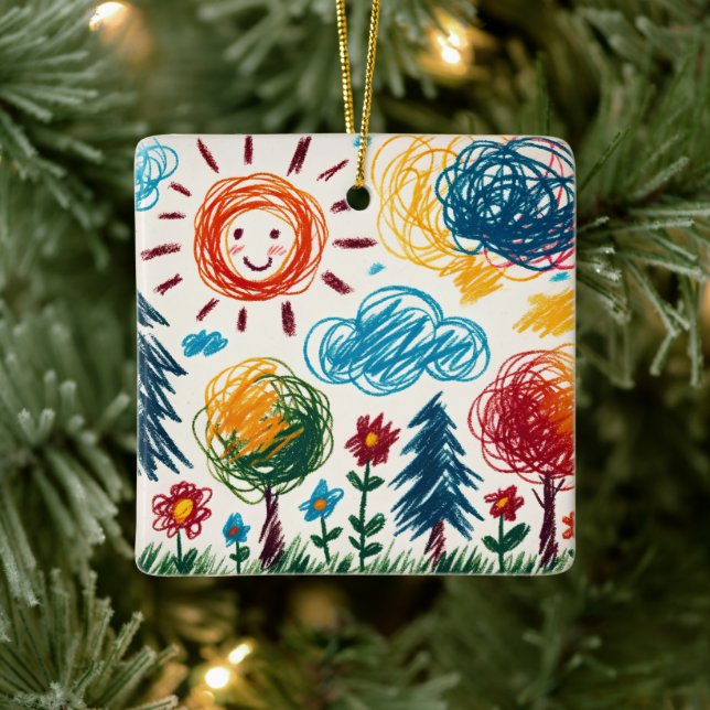 Add your Child's Artwork to this Christmas Ceramic Ornament (Tree)