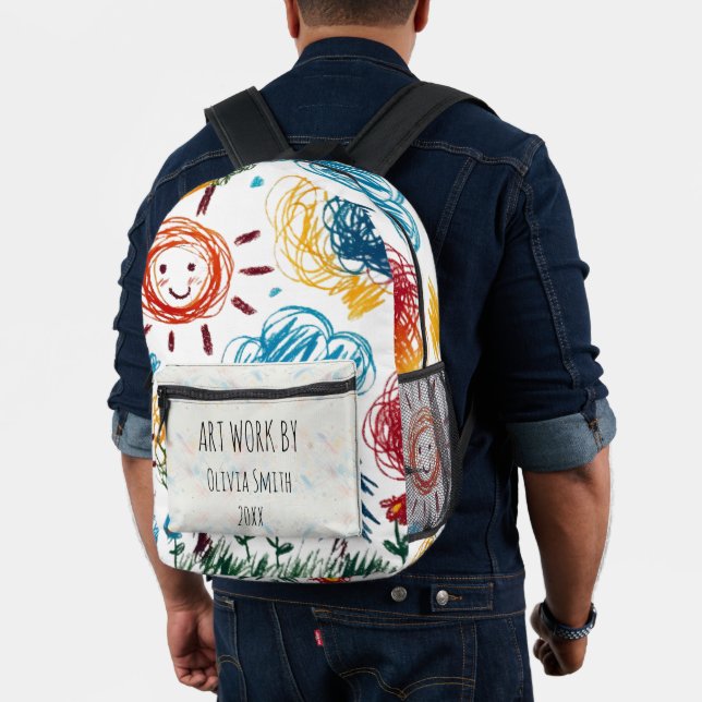 Add your Child's Artwork to this  Printed Backpack (Insitu (Model))