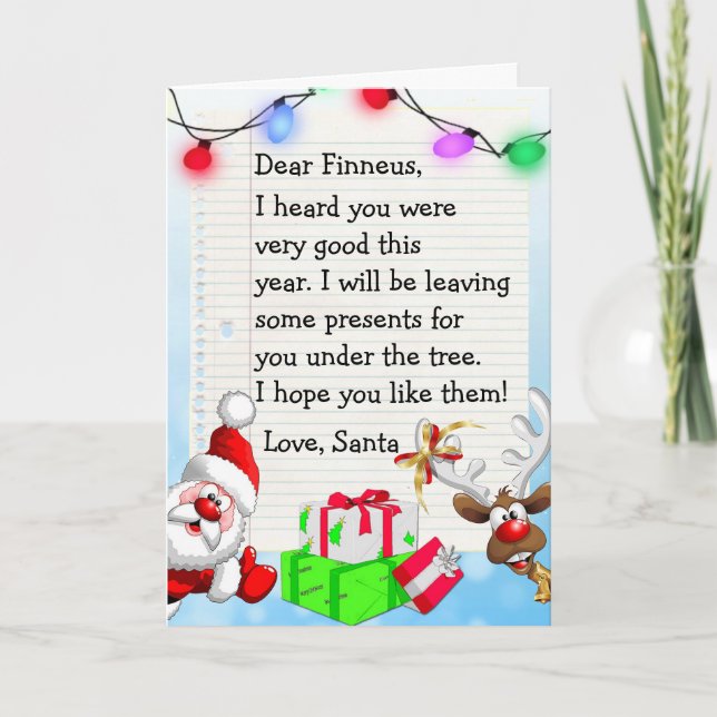 Add your Child's Name to this "Dear Santa" Card (Front)