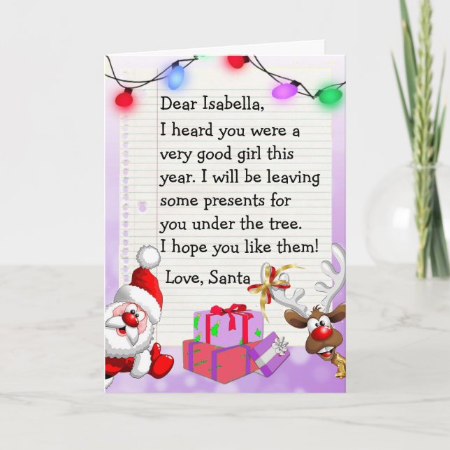 Add your Child's Name to this "Dear Santa" Card (Front)