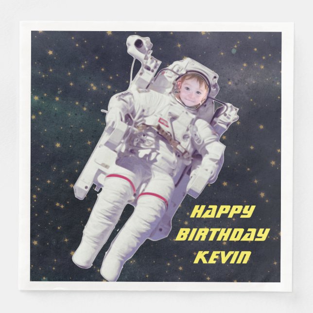 Add Your Child's Photo Space Birthday Napkins (Front)