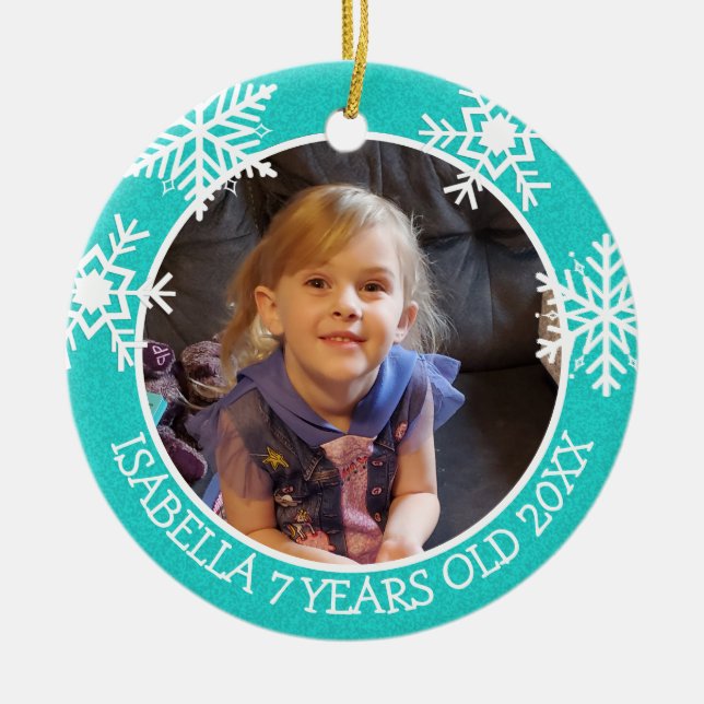 Add Your Child's Picture to this Christmas  Cerami Ceramic Ornament (Front)