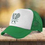 Add Your Club Name Tennis Icons Green Trucker Hat<br><div class="desc">Easily customise this hat by adding your club or society name by clicking the "Personalise" button. You can change the background, font colour etc by clicking the "Edit with Design tool". Perfect for any club, business, or school society. Order as many or as fewer as required. There's no setup fee...</div>