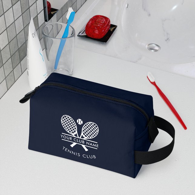 Add Your Club Name Tennis Icons Navy Blue Dopp Kit (Tennis Club Custom Navy Blue Players Swag Dopp Kit)