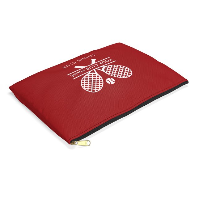 Add Your Club Name Tennis Rackets Icons Team Red Accessory Pouch (Red Lawn Tennis Rackets Motif Accessory Pouch)