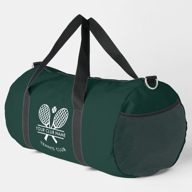 Add Your Club Name Tennis Rackets Motif Green Duffle Bag (Right Corner)
