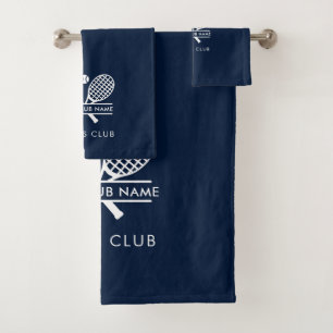 Add Your Club Name Tennis Rackets Motifs Custom Bath Towel Set